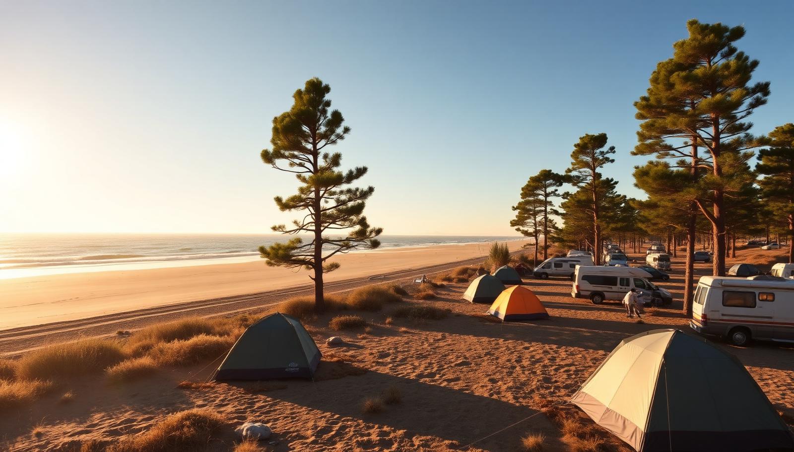 Solig campingplats i Frankrike
