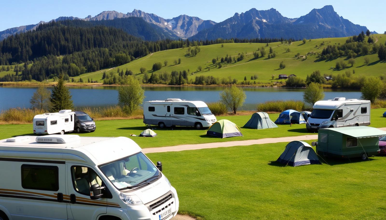 Solig campingplats i Tyskland